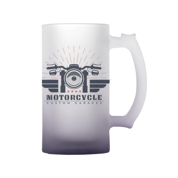 Frosted Glass Beer Mug with Handle - Image 8